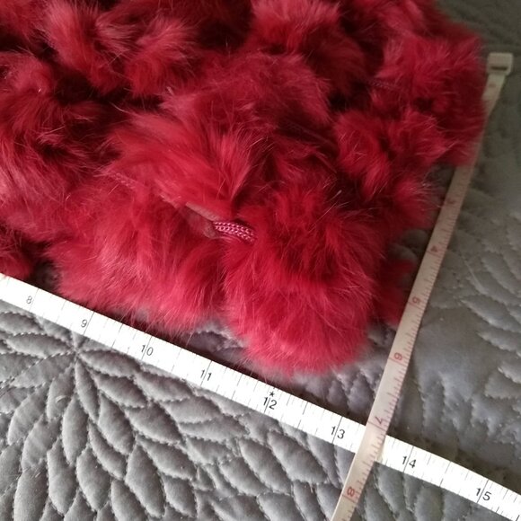 vintage y2k rabbit fur pom pom long scarf NWOT - Picture 8 of 8